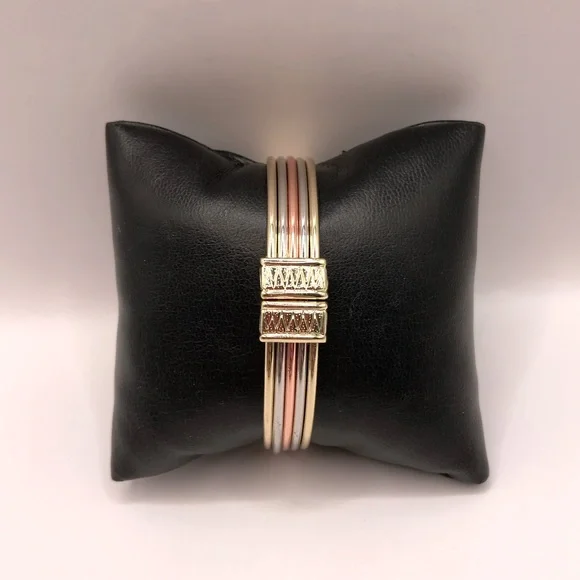 Premier Designs Tri-Colored Hinged Bangle Bracelet - Picture 1 of 6